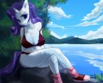  anthro big_breasts bra breasts cleavage clothed clothing crossed_legs equine female friendship_is_magic horn klaudy mammal my_little_pony outside panties rarity_(mlp) underwear unicorn 