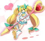  blazblue blonde_hair bow hair_bow hair_intakes hairband heart ixy long_hair low-tied_long_hair muchourin platinum_the_trinity quad_tails solo staff 