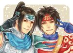  armor black_hair brown_eyes brown_hair crossover headband multiple_boys ponytail sanada_yukimura_(sengoku_musou) sengoku_musou_3 shin_sangoku_musou v xiongmaojun115 zhao_yun 