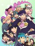  6+boys absurdres battle_tendency caesar_anthonio_zeppeli diamond_wa_kudakenai dixie_cup_hat everyone family giorno_giovanna guido_mista gyro_zeppeli hanaichi_(hana13) hat higashikata_jousuke higashikata_jousuke_(jojolion) highres hirose_kouichi hirose_yasuho johnny_joestar jojo_no_kimyou_na_bouken jojolion jonathan_joestar joseph_joestar_(young) kishibe_rohan kuujou_jolyne kuujou_joutarou military_hat multiple_boys multiple_girls nijimura_okuyasu phantom_blood stardust_crusaders steel_ball_run stone_ocean vento_aureo yamagishi_yukako 