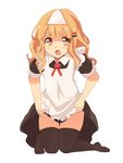  bad_id bad_pixiv_id blonde_hair brown_eyes dress dress_lift maid oomuro_sakurako owafu solo thighhighs yuru_yuri 