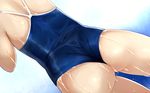  ass back blue_swimsuit close-up commentary_request competition_school_swimsuit copyright_request dutch_angle from_behind gradient gradient_background head_out_of_frame highres one-piece_swimsuit solo swimsuit wachiwo wedgie wet wet_clothes 