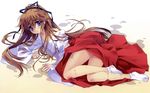  brown_hair carnelian japanese_clothes long_hair miko mix! purple_eyes suwa_ranmaru trap wet 