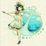  anchor black_eyes black_hair character_name hat hishaku murasa_minamitsu neckerchief neko_ni_chikyuu sailor sailor_hat short_hair shorts smile solo touhou 