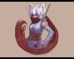  animal_ears brown bukimi_isan gray_hair inubashiri_momiji japanese_clothes ninja red_eyes scarf sword touhou weapon wolfgirl 