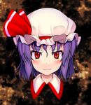  blush face fang hat hat_ribbon head hinami_(hinatamizu) lowres purple_hair red_eyes remilia_scarlet ribbon slit_pupils smile solo touhou 