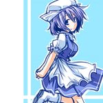  blue_eyes blue_hair boots breasts hat hemogurobin_a1c letty_whiterock medium_breasts short_hair skirt smile solo touhou 