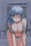 all_fours asymmetrical_hair bare_shoulders bed blush breasts cleavage collarbone drunk handa_keisuke hips large_breasts leaning_forward merlin_prismriver navel nose_blush oekaki on_bed one_eye_closed panties silver_eyes silver_hair sketch solo thigh_gap thighs tongue tongue_out touhou underwear underwear_only wavy_hair 