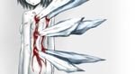  ao_usagi back bleeding blood blood_in_mouth cirno from_behind gradient gradient_background grey_background ice injury nude solo spot_color stabbed touhou wings 