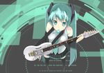  aqua_eyes aqua_hair binary boots detached_sleeves electric_guitar from_above guitar hatsune_miku ibanez instrument long_hair looking_at_viewer monkey_grip mouth_hold necktie nino_(aquarius) plectrum skirt solo thigh_boots thighhighs twintails very_long_hair vocaloid whammy_bar 