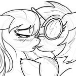  equine female friendship_is_magic half-closed_eyes horn horse kissing lesbian mammal monochrome my_little_pony octavia_(mlp) plain_background pony unicorn vinyl_scratch_(mlp) 