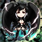  amaguchi_chiyoko bad_id bad_pixiv_id black_hair black_wings breasts chibi feathers ikaros_melan medium_breasts red_eyes short_hair sora_no_otoshimono thighhighs wings 