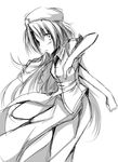  blush chata_maru_(irori_sabou) greyscale hat hong_meiling long_hair looking_at_viewer monochrome simple_background sketch solo touhou very_long_hair white_background 