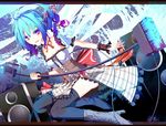  :d ahoge black_legwear blue_hair broom gradient_hair high_heels holding ichiyan looking_at_viewer loudspeaker microphone multicolored_hair open_mouth original pink_eyes shoes smile solo thighhighs wrist_cuffs 