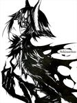  animal_ears bat_ears fur garo_(ze) monochrome monster_girl schizanthus_(manga) solo ze_(sawakihein) 
