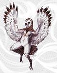 avian beak breasts female nude owl pussy solo tevionbee winged_arms 