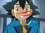  1boy black_hair blood brown_eyes child cry pokemon satoshi_(pokemon) tears 