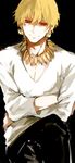  bad_id bad_pixiv_id blonde_hair casual earrings fate/zero fate_(series) gilgamesh jewelry male_focus necklace nod6125 red_eyes solo 