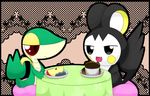  apple emolga food fruit no_humans pokemon snivy 