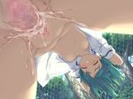  angel_wish blush breasts censored game_cg green_hair kitami_sachi no_bra open_shirt pussy_juice short_hair vagina 