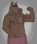  biceps big_muscles flexing hairy hippo looking_at_viewer madagascar male moto_moto muscles pecs pose presenting showing_off towel wkd 