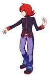  bad_id bad_pixiv_id bangs male_focus pokemon pokemon_(game) pokemon_hgss red_hair sikisora silver_(pokemon) simple_background smile solo standing 
