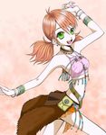  1girl beads bracelet earrings female final_fantasy final_fantasy_xiii green_eyes jewelry midriff nail_polish necklace oerba_dia_vanille orange_hair short_twintails solo tank_top twintails 