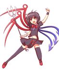  asymmetrical_wings bad_id bad_pixiv_id banned_artist black_eyes black_hair black_legwear bow houjuu_nue kisaragi_zwei mary_janes navel polearm shoes short_hair skirt skirt_set snake solo thighhighs touhou trident weapon wings wrist_cuffs zettai_ryouiki 