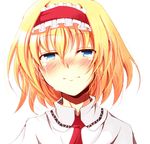  alice_margatroid blonde_hair blue_eyes blush chata_maru_(irori_sabou) crying crying_with_eyes_open hairband looking_at_viewer short_hair simple_background smile solo tears touhou white_background 