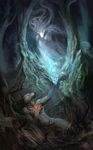  alectorfencer couple ethereal female forest ghost male night nude scenery spirit tree wood 