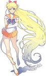  absurdly_long_hair aino_minako arutera bad_id bad_pixiv_id banned_artist bishoujo_senshi_sailor_moon blonde_hair blue_eyes bow choker collarbone earrings elbow_gloves full_body gloves hair_bow half_updo high_heels highres jewelry long_hair looking_at_viewer magical_girl one_eye_closed orange_choker orange_sailor_collar orange_skirt red_bow sailor_collar sailor_senshi_uniform sailor_venus school_uniform serafuku shadow shoes simple_background skirt solo standing tiara very_long_hair walking white_background white_gloves 