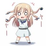  bad_id bad_pixiv_id blonde_hair blush chibi long_hair mahjong mahjong_tile norayinu o_o oohoshi_awai prehensile_hair saki shiraitodai_school_uniform solo 