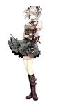  boots ciel_alencon expressionless fingerless_gloves frilled_skirt frills gloves god_eater god_eater_2:_rage_burst hair_ribbon looking_at_viewer ribbon silver_hair skirt sogabe_shuuji solo twintails 