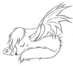  dragon dryeena eli eyes_closed female feral fur hair hybrid hyena mammal sleeping solo spread_wings wings 