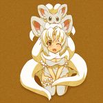  animal_ears cinccino gen_5_pokemon kuromiya looking_at_viewer moemon one_eye_closed open_mouth personification pokemon pokemon_(creature) smile solo thighhighs v_arms 