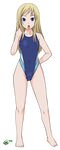  absurdres barefoot blonde_hair blue_eyes bosshi competition_swimsuit derivative_work gg22 highres long_hair one-piece_swimsuit original recolored swimsuit transparent_background vector_trace 