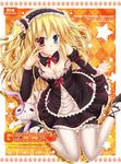  bad_id bad_pixiv_id blonde_hair boku_wa_tomodachi_ga_sukunai detached_sleeves dress gothic_lolita hair_ornament hairband hasegawa_kobato heterochromia junna lolita_fashion lolita_hairband long_hair pantyhose smile solo strap_slip stuffed_animal stuffed_bunny stuffed_toy two_side_up 