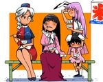  animal_ears arm_up barefoot bench black_eyes black_hair blush bowl braid brain_freeze bunny_ears carrot closed_eyes dress eating extra_ears food hand_on_head hand_on_own_cheek hand_on_own_head hat headache houraisan_kaguya ice_cream inaba_tewi jitome kooribata long_hair long_sleeves multiple_girls necktie nurse_cap onikobe_rin pink_dress pink_hair reisen_udongein_inaba shirt short_hair short_sleeves sign silver_hair sitting skirt sleeves_rolled_up spoon toothache touhou wide_sleeves yagokoro_eirin 