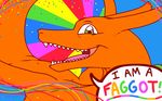  charizard dialog dialogue dragon english_text fabulous green_eyes javanshir lizard looking_at_viewer male nintendo pok&#233;mon pok&eacute;mon rainbow reaction_image reptile scalie solo stated_homosexuality super_gay text the_truth vectorized video_games 