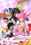  akemi_homura bed bed_sheet black_hair blood blush bow closed_eyes clothes_grab finger_to_mouth firing gloves hairband headshot highres kaname_madoka kyubey long_hair magical_girl mahou_shoujo_madoka_magica multiple_girls pantyhose pink_hair ralfu red_eyes sheet_grab short_hair short_twintails skirt stuffed_animal stuffed_toy twintails yuri 