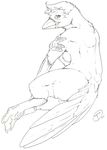  black_and_white breasts female lizanne lyrebird monochrome nude solo tojo_the_thief 