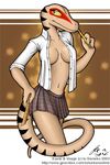  2003 anthro clothed clothing dinosaur female kaete long_tail pencil plaid raptor ruler scalie schoolgirl sieneko skimpy skirt solo 