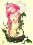  argilla atlus breasts digital_devil_saga female flower lipstick makeup pink_eyes pink_hair shin_megami_tensei solo 