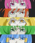  aoki_reika column_lineup cure_beauty cure_happy cure_march cure_peace cure_sunny cut-in green_eyes hair_flaps hino_akane_(smile_precure!) hoshizora_miyuki kise_yayoi magical_girl midorikawa_nao multiple_girls orange_eyes persona_eyes pink_eyes precure rainbow_order red_eyes smile_precure! yellow_eyes 