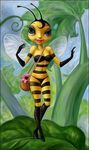  bee big_eyes bikini boots clothed clothing female handbag insect leather lipstick plant skimpy sky slender slim solo swimsuit tight_clothing unknown_artist yangge_robin 