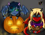  blue_dragon candy chibi coman dragon eliana eliana-asato ena halloween holidays pumpkin red_dragon 
