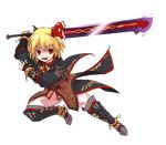  alternate_costume bad_id bad_pixiv_id boots final_fantasy final_fantasy_xi fingerless_gloves full_body gloves rumia smile solo sword touhou towie transparent_background weapon 