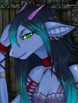  blue_dragon breasts dragon ear_piercing eliana eliana-asato ena female green_eyes piercing purple_horn solo 
