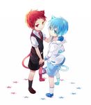  akashi_seijuurou animal_ears bad_id bad_pixiv_id blue_eyes blue_hair cat_ears cat_tail child full_body heterochromia holding_hands kotoko_(oxxxo) kuroko_no_basuke kuroko_tetsuya male_focus multiple_boys red_eyes red_hair smile tail yellow_eyes younger 