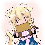  amazon_(company) animal_ears blonde_hair blush box cat_ears cat_tail chibi hoshizuki_(seigetsu) mizuhashi_parsee puru-see solo tail touhou trembling |_| 